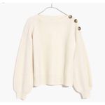 Madewell  Cream Boatneck Button Shoulder Ballon Sleeve Wool Sweater XS Photo 2