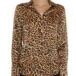 HARLOW Y2K ANIMAL PRINT VELVET LONG SLEEVE 3/4 ZIP PULLOVER TOP Brown Size undefined Photo 1