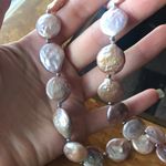 Natural Keshi Coin Pearl Sterling Silver Necklace Photo 3