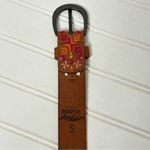 Lucky Brand English Saddle Pink Red Orange Embroidered Boho Leather Belt Small Photo 2