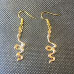 Handmade Gold tone Snake Earrings , Gold drop dangle earrings Snake Gothic Y2k , Punk Classy Photo 0