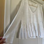 Deletta Anthropology  White Flowy Long Sleeve V-neck Photo 1