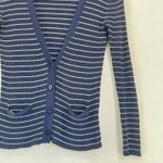 Ralph Lauren Lauren Navy White Striped Cotton Cardigan Sweater L coastal Photo 4