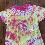 Fruit of the Loom  Hand Dyed Pink Yellow Tie Dye Unisex T-Shirt Top Unisex Small Photo 1