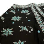 Basil & Maude Vintage Women’s High Waisted Turquoise Beaded Black A Line Skirt Size M Photo 3
