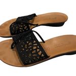 Paul Green  Laser Cut Black Low Wedge Thong Sandal, Sz UK 6, US 8.5 Photo 1