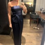 Ronny Kobo Pradova Navy Blue Strapless Rosette Formal Dress Large Photo 5