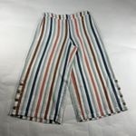 a.n.a. Earth Tone Striped Linen Blend Wide Leg Cropped Pant M Size M Photo 0