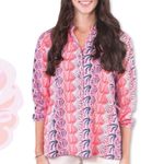 Simply Southern  women's seashell multicolor peasant blouse Medium Beach Preppy Photo 0