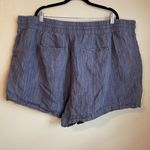 Athleta Shorts Plus Size 26 Blue Cabo Linen Textured 4" Drawstring 100 % Linen Photo 2