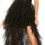 Mac Duggal 27119 Womens Sequin Mini with High Low Ruffle Tiered Train Dress Gown Photo 0