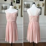 BCBGMAXAZRIA Bare Pink Sequin Chiffon Short Cocktail Homecoming Dress 10 Photo 1
