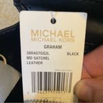 Michael Kors Graham Convertible Crossbody Handbag Satchel Black Leather Gold Photo 14