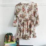 Band of Gypsies Women's XS Ivory Floral Chiffon Wrap Romper Boho Photo 5