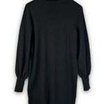 WAYF NEW Turtleneck Knit Sweater Dress Mini Length Balloon Sleeve Black Medium Photo 4