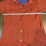 Gretchen Scott Cotton Button Down Patterned Bell Sleeve Blouse Size Medium Red Photo 5