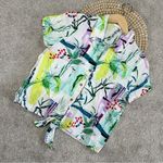 Sigrid Olsen  100% Linen Button Down Shirt Top Tropical Print Multicolor Size S Photo 0