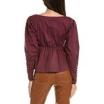 STAUD  Peggy Top Plum Cotton Poplin Peplum Blouse Size Large NWT Photo 4