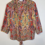 Peter Nygard  womens Button Up Colorful‎ Paisley Boho Blouse Size 16 Photo 0