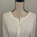 Banana Republic Textured Knit Button Up Cardigan Medium Ivory Sweater Clean Girl Photo 2