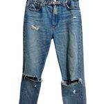 Reformation  Cropped Cigarette savu jeans Distressed Ripped Knee Denim Light Wash Photo 1
