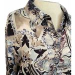 Chico's Sz 4- XL Blouse Floral Art To Wear Button Up Career Closet Staple MINT Photo 2