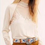 Free People NWT  SAHELI TOP Mesh Embroidery Ivory Photo 0