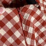 ZARA Gingham Check Midi Skirt Red White Small Photo 4