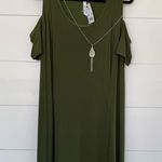 Ny Collection  Women’s 2X Olive Green Cold Shoulder Dress New Photo 0