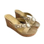 Kenneth Cole REACTION BEADED GOLD WEDGE SANDALS SZ. 8 EUC Photo 2