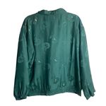 Vintage Abvien Size M Silk Bomber Jacket Green Metallic Gold Floral Full Zip 80s Size M Photo 4