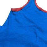 70s Vintage Fritzi of California Blue Cotton Midi Dress Sleeveless Red Trim Med Photo 5