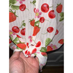 Rose + Olive White Red Strawberry Cherry Tie Front Blouse Size Large Photo 8