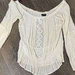Rue 21 White Lacey, Cut Out, Long Flutter Sleeve, Open Shoulder Option, Medium Photo 0