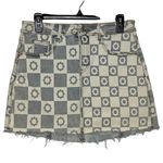 Balboa NEW Ragstock‎ Blue Colorblack Floral Mini Jean Skirt Raw Hem Size Medium Photo 0