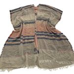 Do Everything In Love  Sweater Women One Size Tan Striped‎ Fringe Anthro Kimono Photo 0