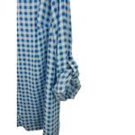 Denim & Co. 3X Blue White Gingham Check Button Front Long Sleeve Top Office Photo 2