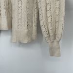 Loft  Bobble Cardigan Beige Open Front Long Balloon Sleeves Open Knit Size S Photo 4