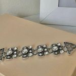 NWT Gray Silver Rhinestone Toggle Bracelet “Mariska” Chic Glam Tennis Prep Photo 1