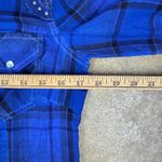 Affliction  Black Premium Women's Small Blue Plaid Western‎ Pearl Snap Shirt Photo 11