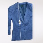 Benetton Womens Buttoned Polka Dot Blazer‎ Size 4 Blue Photo 3