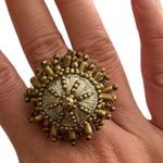 Anthropologie Shiraleah Ofelia Beaded ring adjustable Gold Photo 3