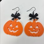 Pumpkin Earrings with Bow‎ – Cute Fall & Halloween Jewelry Orange Photo 3