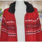 Carolyn Taylor Ladies Red Full Zip Faux Fur Fair Isle Sweater Cardigan Size XL Photo 3