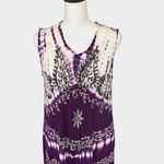 Riviera Sun Womens Sleeveless Dress Floral Embroidered Sequins Boho Purple Small Photo 1
