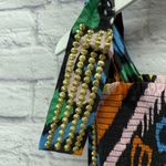 Sheridan French Kelly Dress Tie Straps Size M Black Ikat Studded Smocked Tiered Size M Photo 4