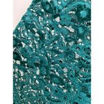 Torrid  Size 3X Crinkle Gauze Lace Bishop Sleeve Blouse V Neck Christmas Green Photo 4