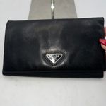 Prada Black Leather and Nylon Tri-Fold Wallet Card Holder Made in Italy Photo 2