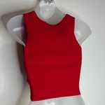 Active USA  Red Ribbed Knit V Neck Twist Tie Crop Top tank size medium Photo 4