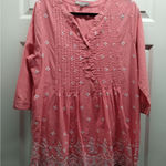 Woman Within  Size 14/16 Salmon Pink Embroidered Floral Popover Tunic Top Photo 0